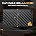 EWFEN Reversible Grill/Griddle, 16.7x9.5'' Pre-Seasoned Cast Iron Griddle Pan, Double Burner Cookware, Rectangular Non-Stick Stovetop Griddle with Handles, Flat Top Plate for Oven, Grill & Campfire