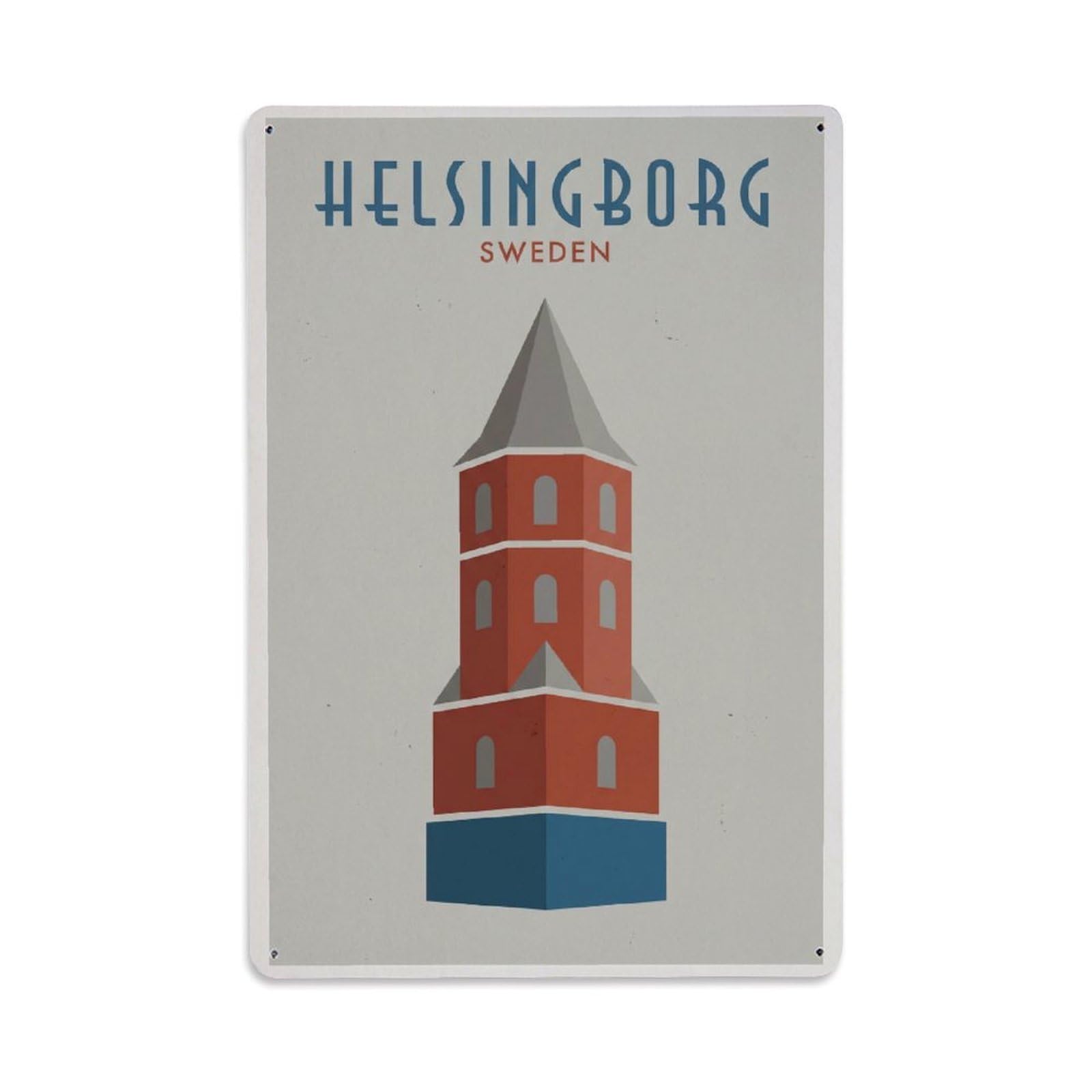 Retro Travel Sweden Helsingborg Metal Tin Sign