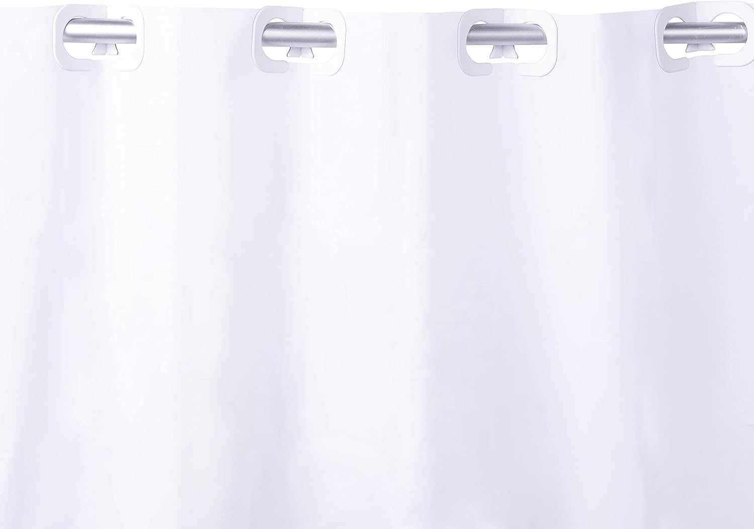 Kenney KN61377 FlexHook Medium Weight 5 Gauge Waterproof PEVA Shower Curtain Liner, Easy Install, No Hook, Hotel Style, 71" W x 74" H, White