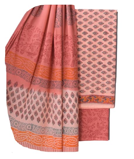 Block Print Style Unstitched Cotton Salwar Suit Dress Material for Women-image-32