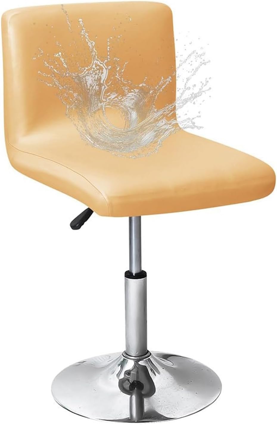 REPALY Waterproof Bar Stools Cover with Back, Stretch Removable PU Leather Stool Bar Chair Covers, Swivel Chair Protector for Kitchen Pub Bar(Beige,6PCS)