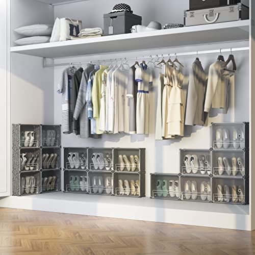 Maginels 4 Tier Shoe Rack Organizer With Cover, Slim Shoe Storage Cabinet, Behind The Door, Narrow Shoe Shelf For Closet, Entryway, Black #TOP5