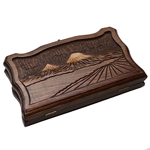 2 in 1 Handmade Armenian Backgammon Checkers Nardi Handmade High Detail Wooden Board Game Ararat Hand Crafted Nardy + Gift