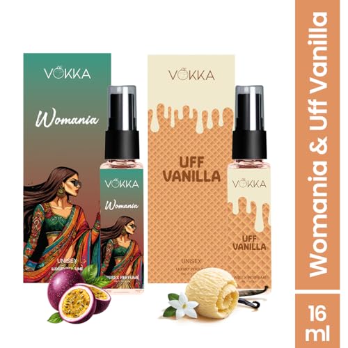 Image of VOKKA Uff Vanilla & Womania 8ml Each Luxury Long Lasting Unisex Perfume | Eau De Parfum EDP Fragrance for Men & Women | Pocket Perfume Gift Set for Him & Her | Fruity Floral & Vanilla Notes