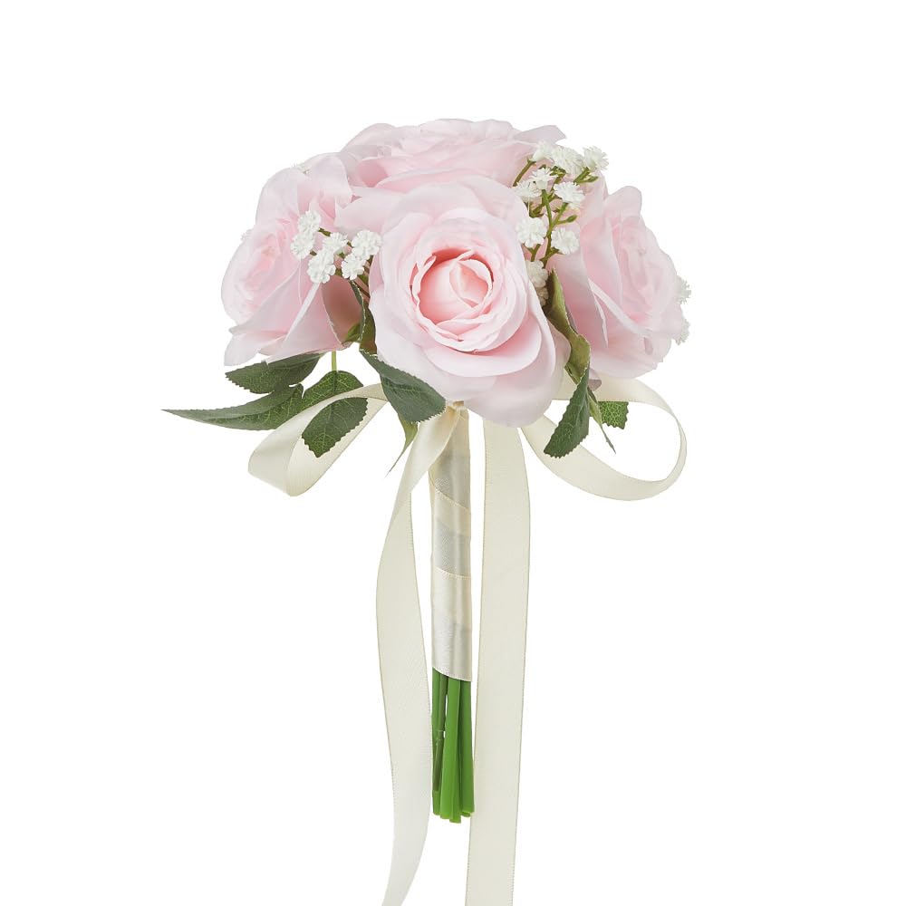 Huffa Pink Elegant Fake Wedding Bouquets For Certificates | Bridesmaid Floral Arrangements(Pink)
