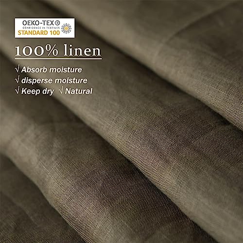 Image of XZ XIFA 100% Washed French Flax Linen Envelope Pillowcases, Pack of 2, Breathable & Durable Farmhouse Bedding (Olive Green, Standard 20 inchx26 inch)