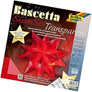folia 826/1515 Bascetta zestaw, przezroczysty papier, 15 x 15 cm, 115 g/m², 32 arkusze, średnica gwiazdy ok. 20 cm, łącznie z instrukcją majsterkowania, różowy