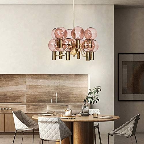 YANG1MN Pink Postmodern Simple Creative Living Room Glass Creative Restaurant Bedroom Study Chandelier 700mm390mm