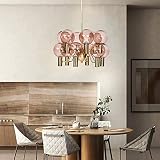 YANG1MN Pink Postmodern Simple Creative Living Room Glass Creative Restaurant Bedroom Study Chandeli