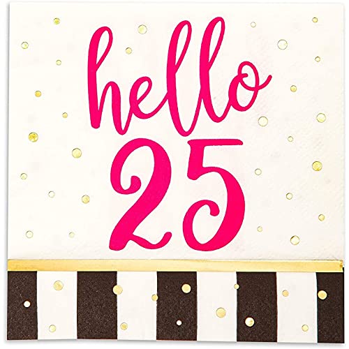 Hello 25 Party Paper Napkins (5 X 5 In, 50 Pack) #TOP1