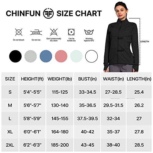 Chinfun Women's Upf 50 Sun Protection Jacket Long Sleeve Sun Shirts Lightweight Running Hiking With Zip Pockets Black S #TOP5