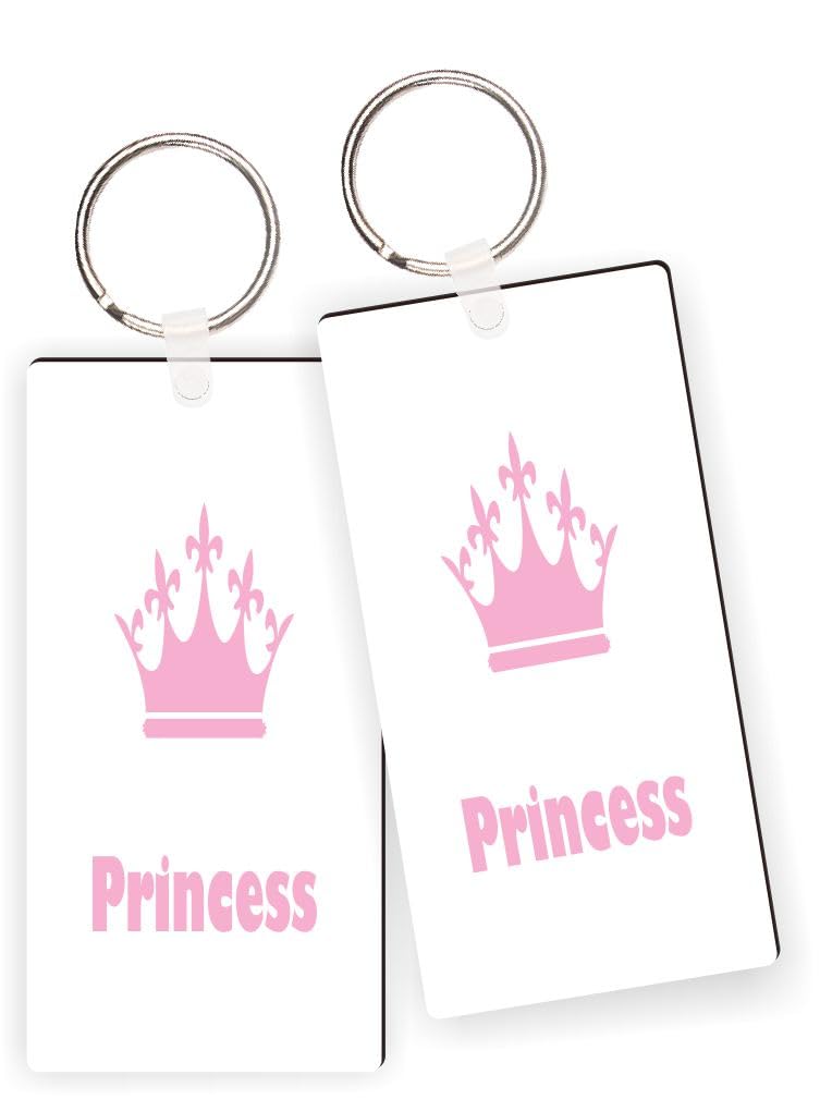 Island Gifting - Princess Keychains Keyring Set, Royal Baby Girl Shower Gift with new car and Nickel Split Rings, Twin Baby Present(x4)