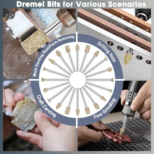 Accesorios para herramienta rotativa Feanron 20 piezas diamante miniatura 4