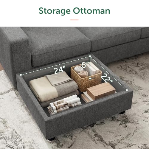 Image of HONBAY Sectional Sofa with Storage, U Shape Sofa with Chaise, 7 Seater Sectional Couch for Living Room, Light Grey