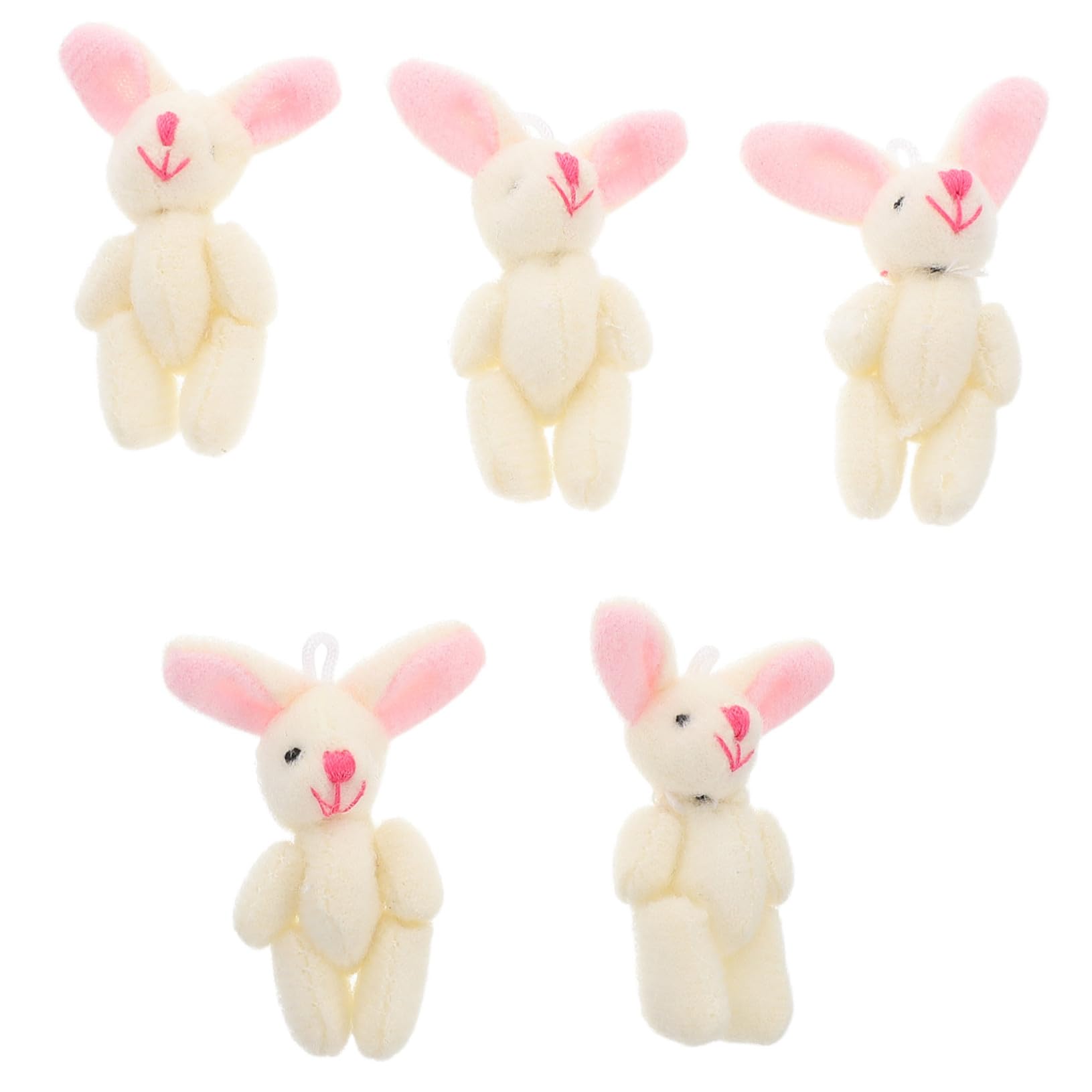 Abaodam 5PCS Mini Bunny Plushies with Joints Soft Rabbit Figurines for Home Decor Office Desk Rooms Party Favors Portable Cute Stuffed Animals
