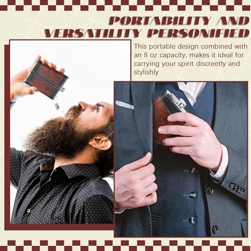 Baderke Leather 8 oz Flask for Men Groomsmen Gift, Black, Brown, Letter B by Baderke - Used condition - Image 6