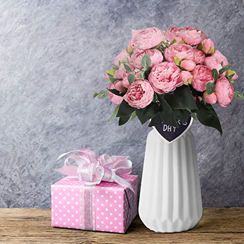 Crugla 4 Packs Pink Peonies Artificial Flowers Bulk 20 Peony Heads, Small Silk Faux Fake Peony Flower For Home Wedding Decoration Mother's Gift With Stems #TOP6
