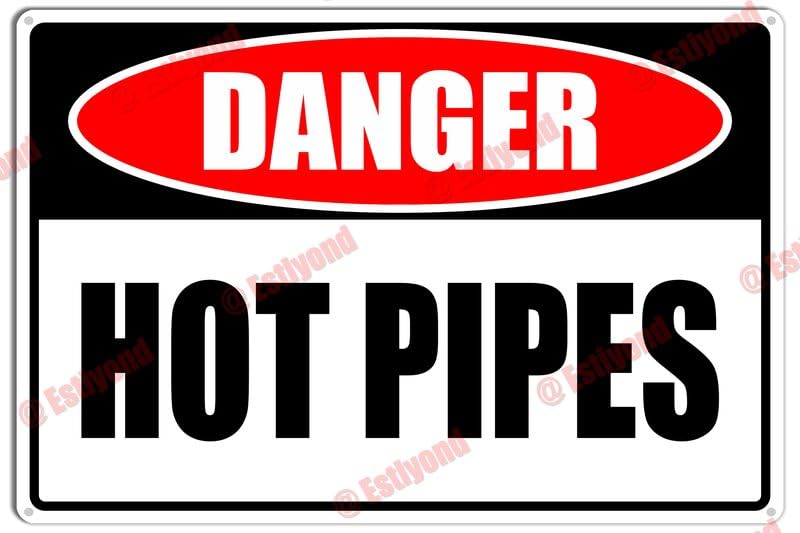 Estiyond Aluminum Signs, Hot Pipes Caution Outdoor Warning Notice Aluminum Metal Sign 8""X12"", black-3