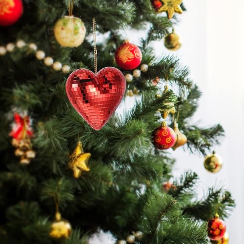 Colgante disco de espejo en forma de corazón LABRIMP, decoración retro para fiestas, eventos festivos y decoración del hogar, reutilizable para cumpleaños, bodas y celebraciones miniatura 4