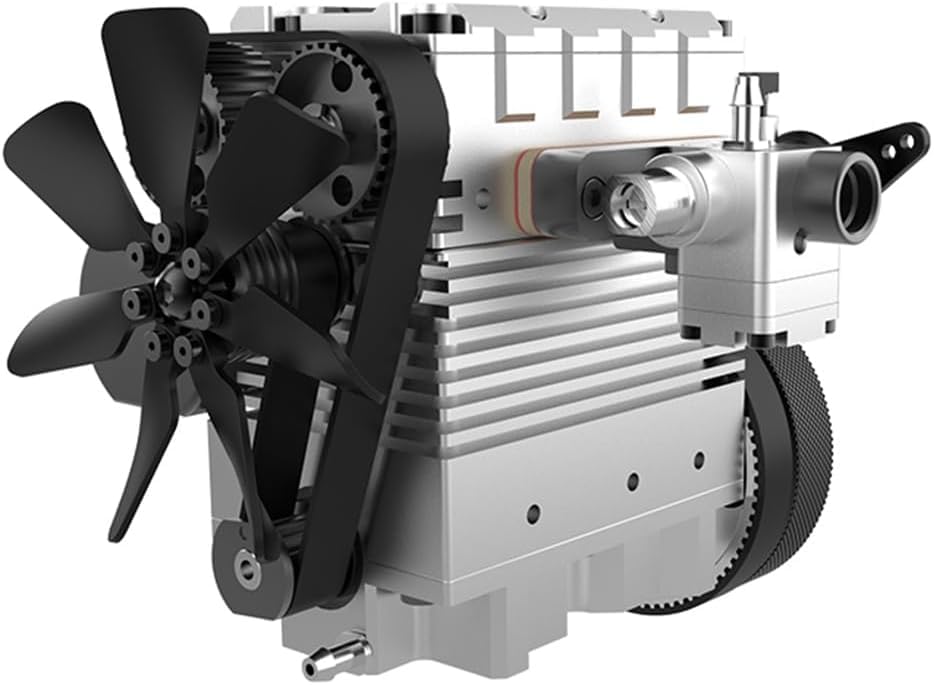 Image of Model Engine Kit for Adults - L2 Mini Engine Build Kit That Runs on Gas, Twin Cylinder 4 Stroke Nitro Engine DIY Full Metal Car Engine Model Kit Educational Experiment, TOYAN FS L200AC,KIT