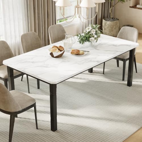 Garvee 71" Dining Table for 6-8 People, Kitchen Table with Metal Frame