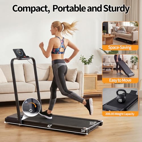Image of NEWBULIG Under Desk Walking Pad Treadmill, Portable Compact Electric Treadmill with Remote Control, Quiet Fitness Equipment & LED Display for Home & Office, Black&Sliver