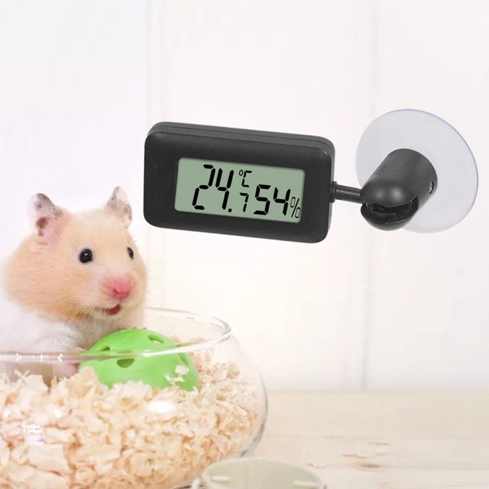 Thermomètre pour reptiles - Étanche - Hygromètre numérique haute sensibilité - Rotatif - Avec ventouse - Pour aquariums de reptiles
