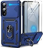 Taisairu for Samsung Galaxy S25 Edge Case with Screen Protector & Slide Camera Lens Cover,Built-in 360°Rotate Magnetic Ring Stand Shockproof Protective Phone Case for Samsung S25 Edge Case (Blue)