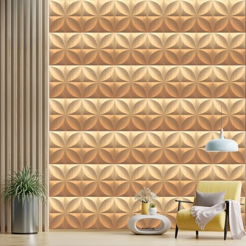 Image of Kayra Decor Luxury 3D PVC Wall Panels - Butterfly Pattern, Gold Finish | 19.7 inch x 19.7 inch | Pack of 18 | Covers 42.51 Sq. Ft. | Stylish Wall Cladding for Home & Office Interiors