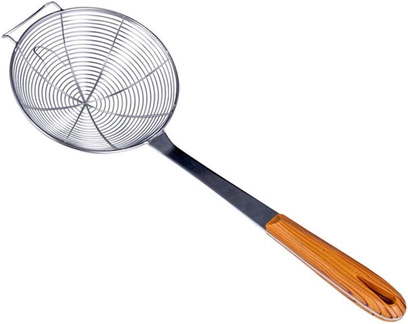 Strainers Kitchen and Household Use (Stainless Steel) Spider Filter Colander Ladle Professional Grade Handle Colander for Kitchen Cooking Strainer Set (Size : S) ()
