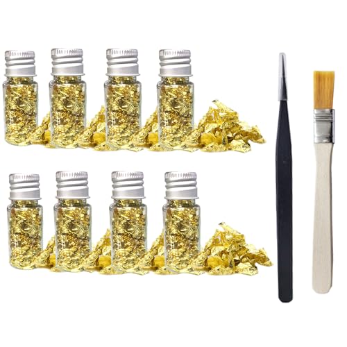 La mejor selección de Pan de oro Top 5. 46 JazRvr 8 Unidades de Pan de Oro Comestible, Hoja de Oro Comestible para Tartas, lámina Dorada con Pincel y Pinzas, Ideal para Pasteles, Chocolate y proyectos de Bricolaje, 5,4 g...