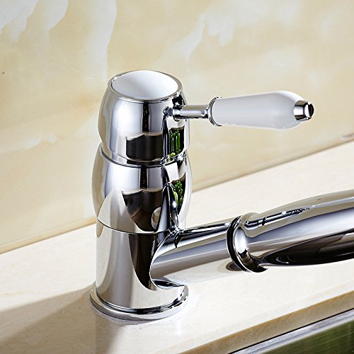 La alta calidad de cromo grifo de la cocina grifo de latón caliente y frío fregadero grifo agua del grifo con la extracción en Cabeza de ducha