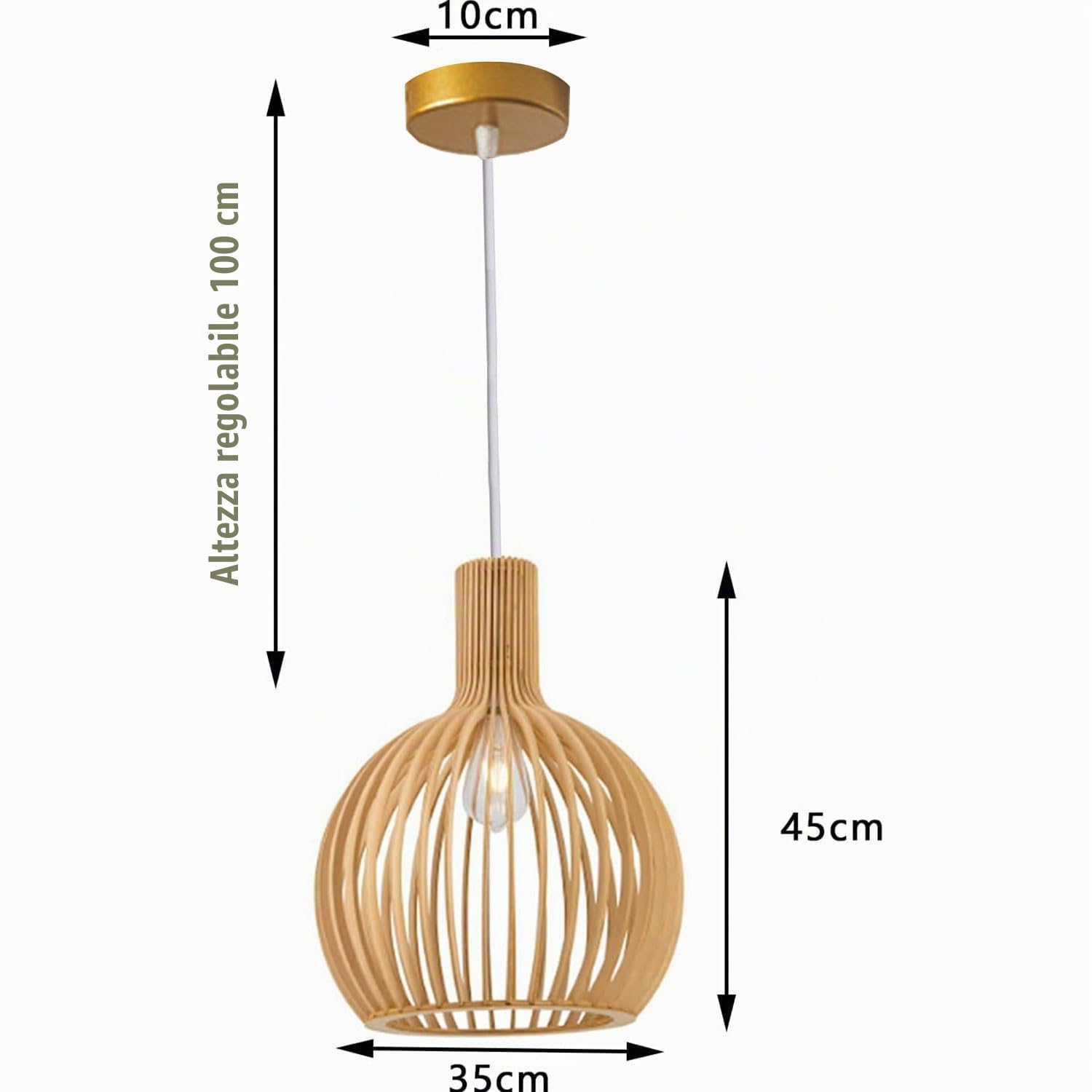 Lampada A Sospensione Retro Di Bambù Lampade Legno E27 Stile Industriale Lampadario Vintage Spherical Tavolo Da Pranzo Lampadario Per Soggiorno Camera Da Letto Sala Da Pranzo Cafe Bar Luci Pendenti
