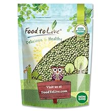 Food to Live Organic Whole Dried Green Peas, 8 Ounces Non-GMO, Green Vatana, Sproutable, Vegan, Kosher, Bulk. Pre-Soak Needed. Rich in Protein, Fiber. Great for Green Curry, Stews, Salads, Pea Soup
