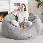 Hobestluk Bean Bag Chairs Large Bean Bag Couch for Adults Stuffed Sofa Chair Comfy Giant Bean Bag Chair with Spacious Design for Reading, Playing or Relaxing (Grey) - Image 3