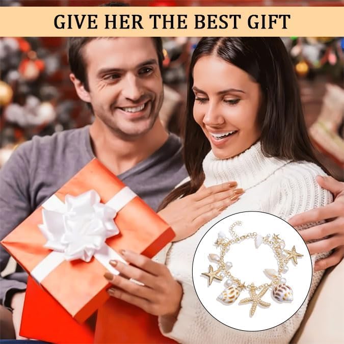 Mermaid Starfish Bracelet for Women and Girls, Halloween Costume Accessories, Ocean Seashell Charm Jewelry, Adjustable Gold-Tone Wrist Chain, Perfect for Mermaid Dress Up, Cosplay, Parties - Image 7