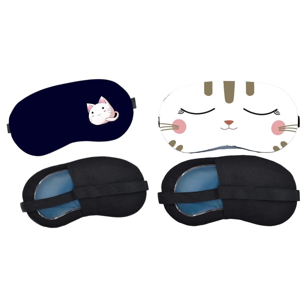 Aoxeria Minimal White Cat, Sleeping Bunny Face Sleeping Mask Combo, Soft Comfortable Light-Blocking Eye Cover for Women, Men & Kids, Reusable Blindfold for Night Sleep, Nap, Travel (Pack of 2)-image-8
