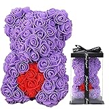 MIUMIUPET Rose Bear, 10 Inches High Purple Rose Teddy Bear with Box, Over 260 Flowers On Every...