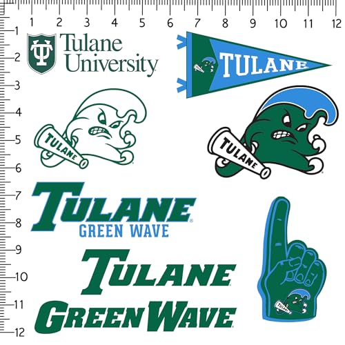 Image of Tulane University 10ct Vinyl Sticker Pack - Large Waterproof Tulane, Green Wave, Mascot & Pennant Decals for Laptops, Water Bottles, Tablets, Scrapbooks, Vehicles & More - Officially Licensed Designs