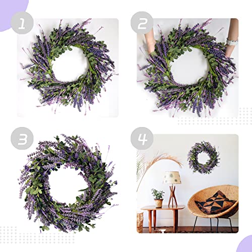 Bibelot 20 Inch Lavender Wreath For Front Door Greenery Leaves Wreath For All Seasons Indoor Outdoor Floral Wreath For Wedding Party Home Decor #TOP2