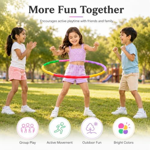 Image of SIGNAMIO Kids Hula Hoop Ring for Girls & Boys, Colorful Exercise Hoop for Kids, Fun Fitness & Outdoor Indoor Play Toy, Waist Exercise Ring for Fun & Active Play - Multicolor