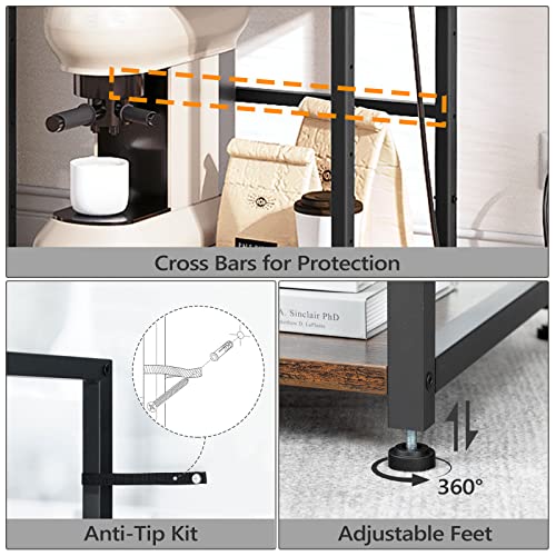 Mahancris Computer Tower And Printer Stand With Charging Station, 3 Tier Large Tall Printer Table With Adjustable Storage Shelf, Pc Stand, Shredder Rack For Home Office, Rustic Brown Pthr52E01Z #TOP6