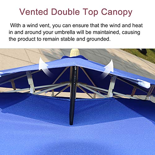 Parasol de jardin double toit 2,3m imperméable pour table et terrasse extérieure - 4