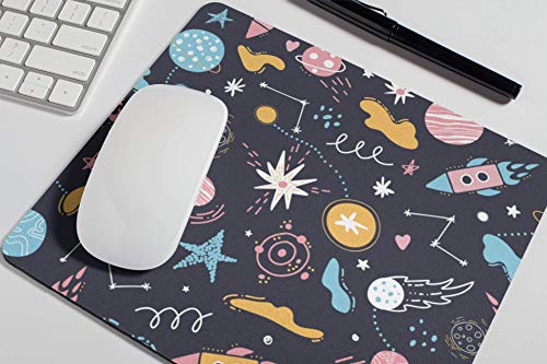Preisvergleich Produktbild Rocket Planets Mouse Pad Niedliches schwarzes Mousepad Damen Schreibtischzubehör Bürobedarf Astronomisches lustiges Geschenk für Mitarbeiter Boss Kind A585