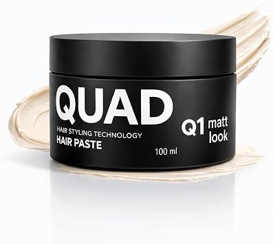 QUAD Q1 Mat Saç Pastası & Wax 100 ml, Güçlü Tutuş, Doğal Mat Görünüm, Hacim Artırıcı Saç Şekillendirici Hair Paste, Unisex