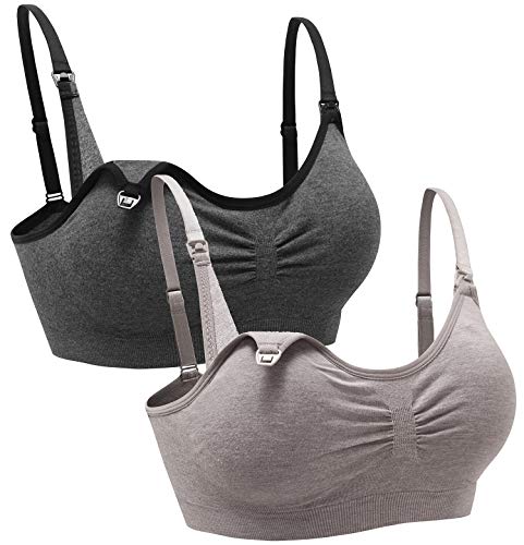 Image of Suekaphin 2PACK Nursing Maternity Bra for Pregnancy Women Breastfeeding Comfortable Sleeping with Extenders