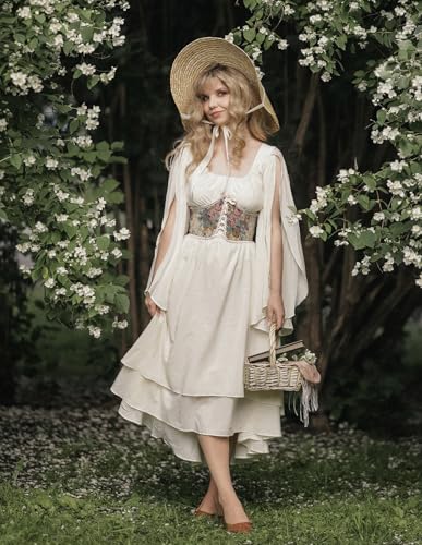Image of Scarlet Darkness Corset Belt for Women Renaissance Lace up Corset Floral Wide Waist Belts Apricot Floral Size 8