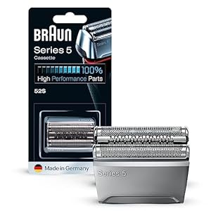 Braun Series 5 Elektrorasierer Scherkopf 52S – ORIGINAL Ersatzscherteil und Rasierer Zubehör vom Hersteller – Made in Germany, Kompatibel mit Braun Series 5 Rasierern, Silber – 1er Pack