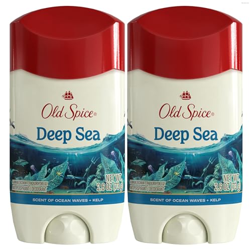 Image of Old Spice Dry Feel Antiperspirant Deodorant for Men, 24 /7 Freshness, 24 /7 Sweat & Odor Protection, Gentle on Skin with Skin Conditioners, Deep Sea with Ocean Waves + Kelp Scent, 2.6 oz (Pack of 2)