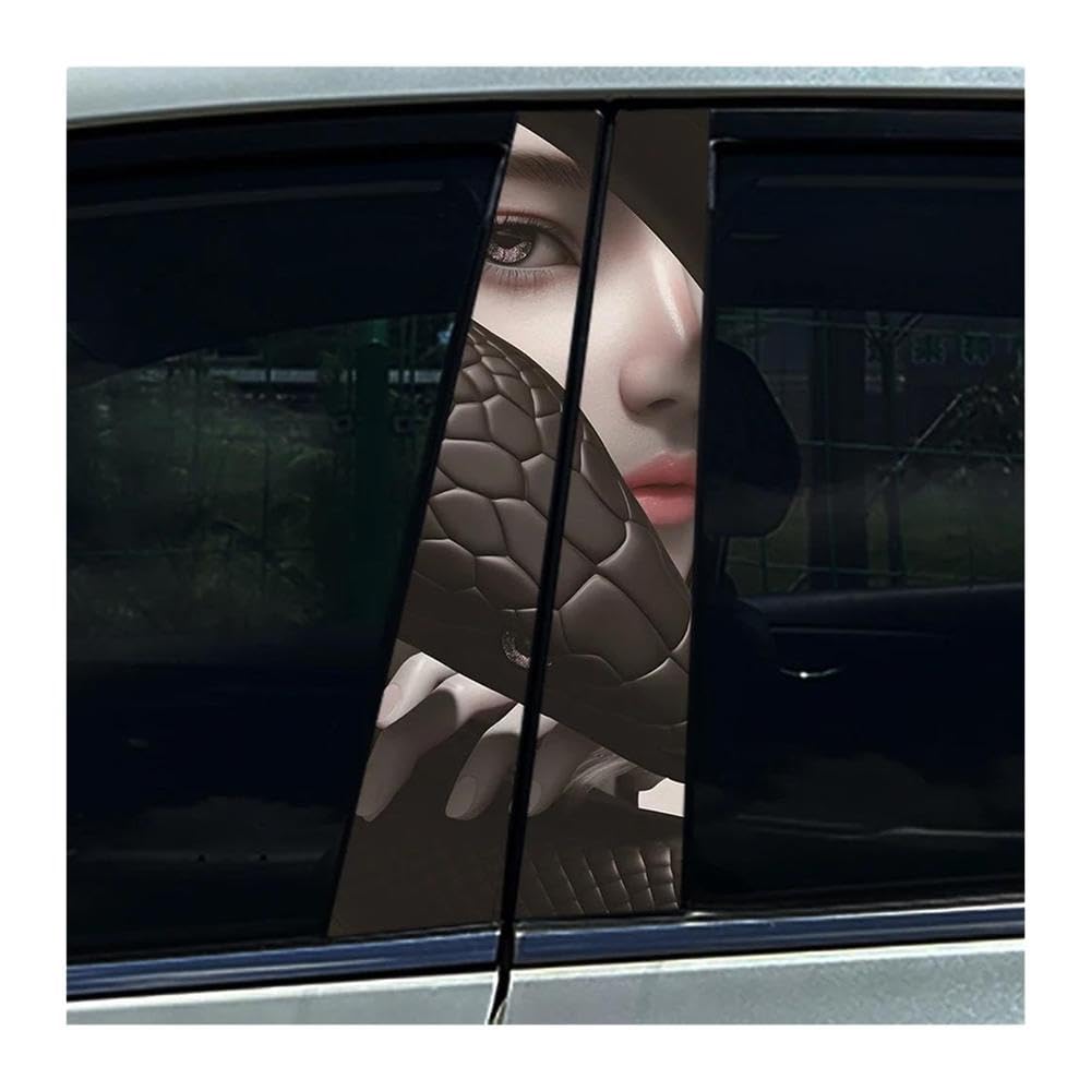 Body Parts 2pcs Car Center Column Decals Black Snake Viper Beauty Lady Car B Pillar Sticker Waterproof(F)